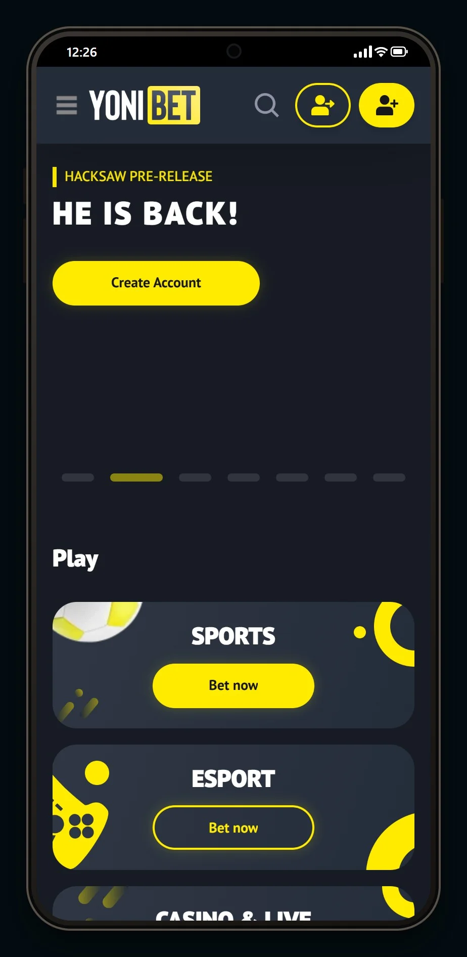 ecopayz casino: die Startseite des Casinos Yonibet