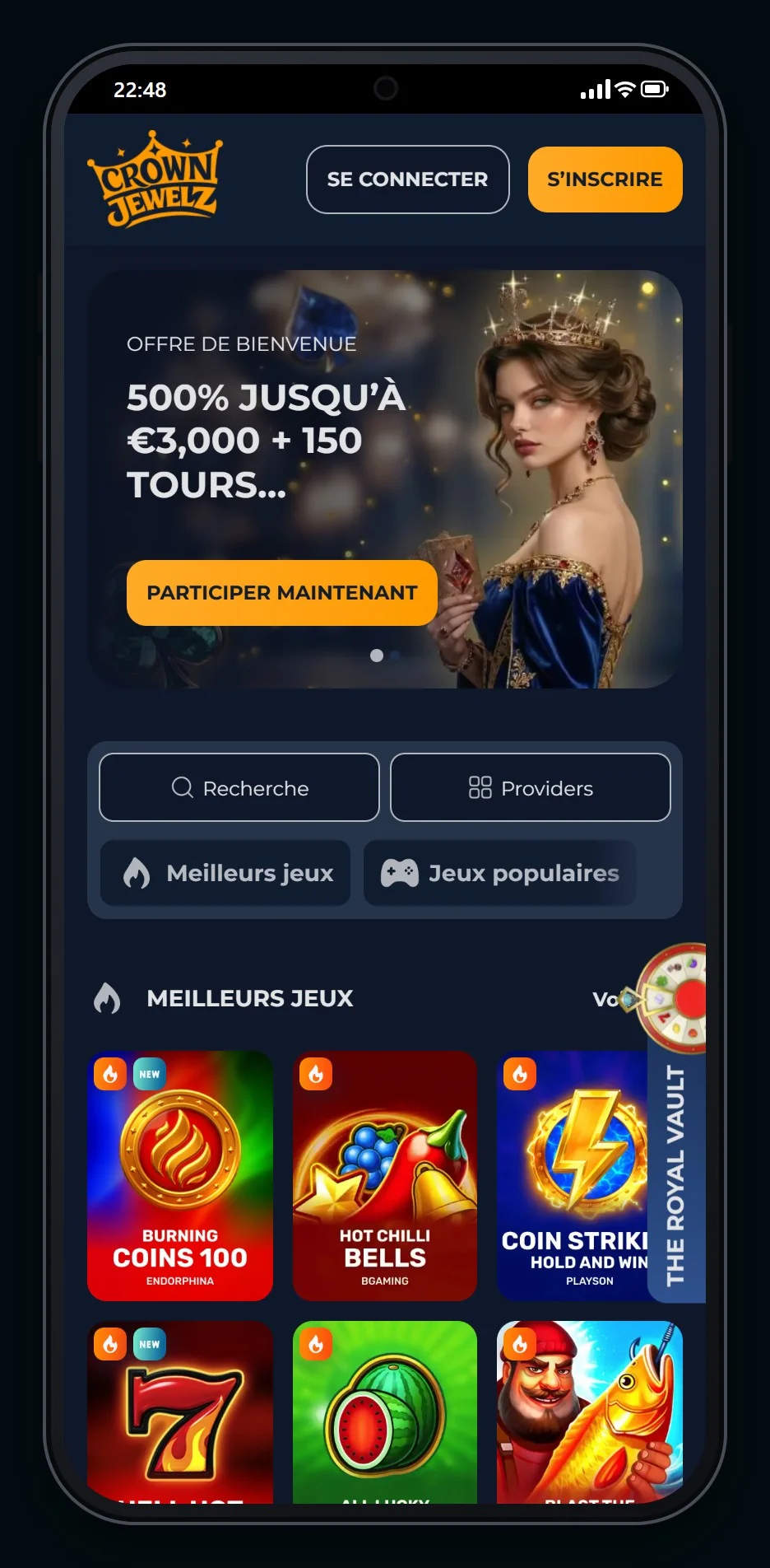 casino en ligne ecopayz: le lobby de CrownJewelz