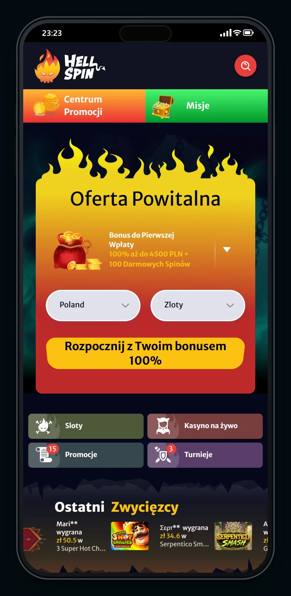 kasyna z ecoPayz: strona główna kasyna HellSpin