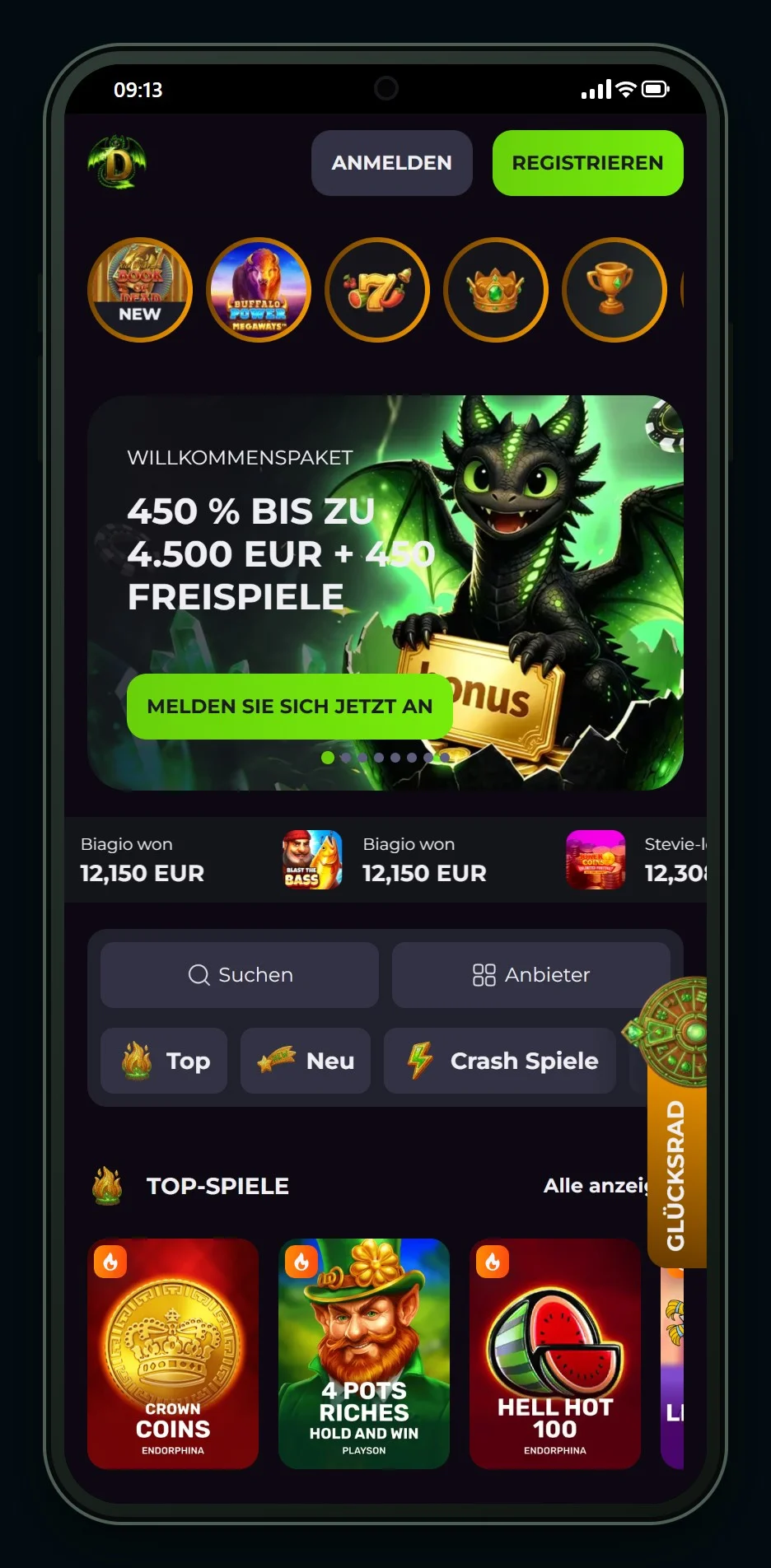 ecoPayz Wettanbieter: die Startseite des Casinos Drakaris